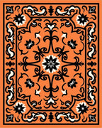 Bold Orange Floral Medallion Rug