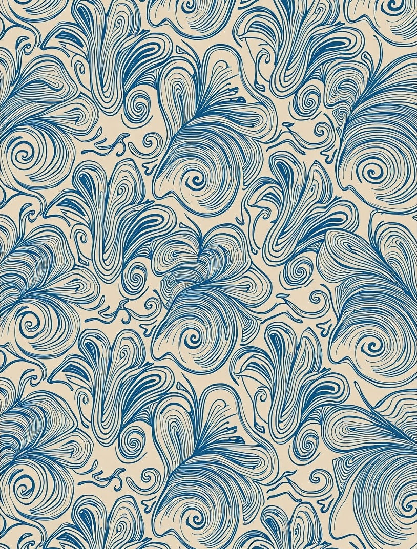 Deep Blue Whimsical Swirls Rug
