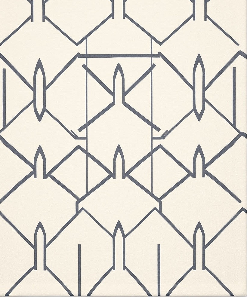 Cream Gray Linear Geometric Lattice Rug