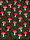 Enchanted Forest Red Mushroom Swirl Rug