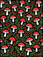 Enchanted Forest Red Mushroom Swirl Rug