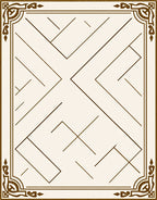 Ornate Beige Geometric Lines Border Rug