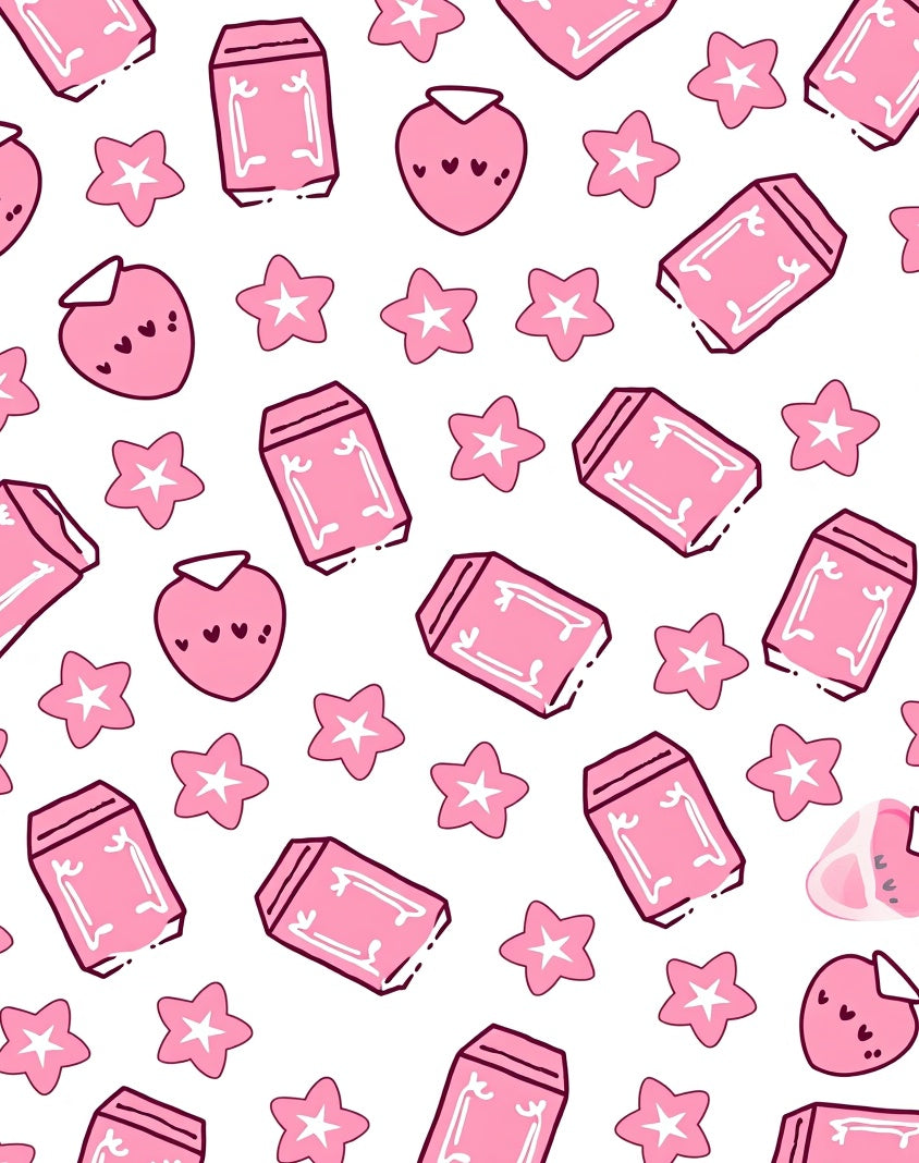 Pink Strawberry Star Confetti Rug