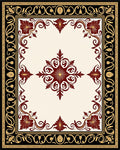 Crimson Floral Black Gold Border Rug