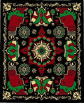 Central Star Red Green Folk Rug