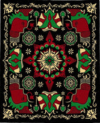 Central Star Red Green Folk Rug