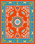 Vibrant Orange Floral Medallion Border Rug