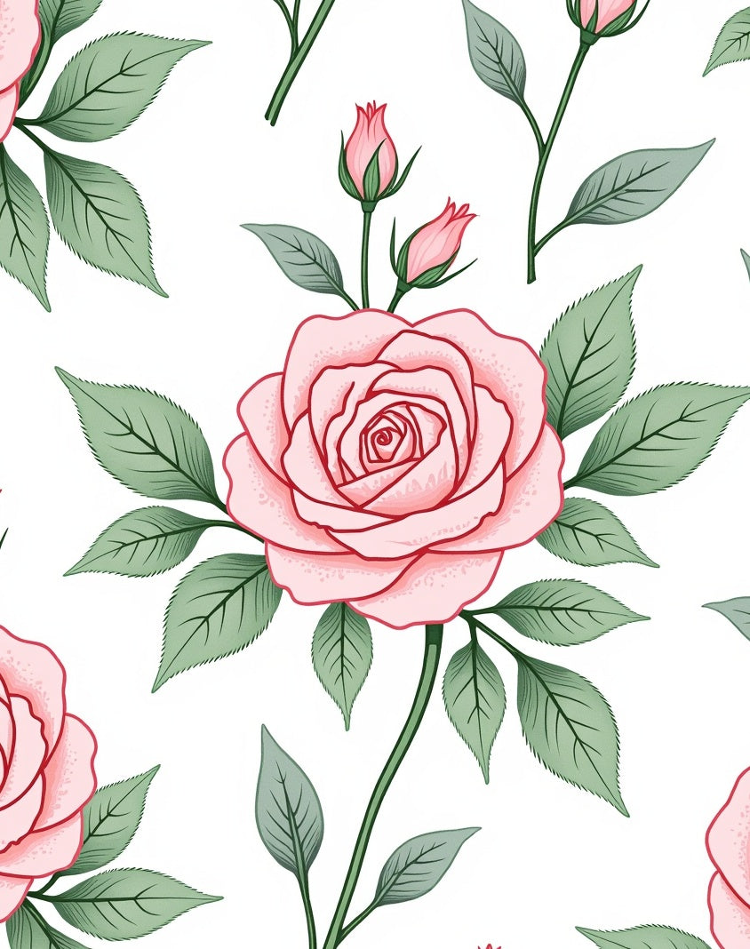 Soft Pink Rose Garden Floral Art Rug