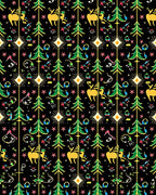 Golden Deer And Pine Forest Festive Rug