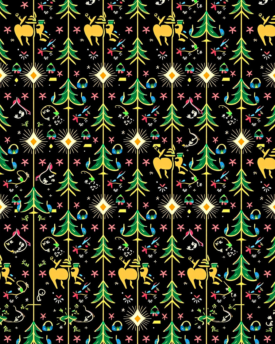 Golden Deer And Pine Forest Festive Rug