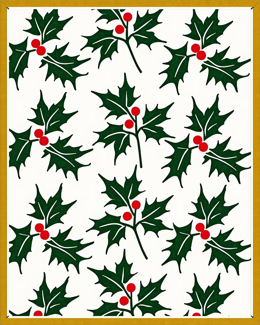 Traditional Green Red Holly Cluster Rug