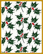 Traditional Green Red Holly Cluster Rug
