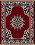 Crimson Starburst Medallion Border Rug
