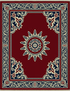 Crimson Starburst Medallion Border Rug