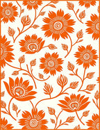 Vibrant Orange Floral Vine Rug