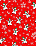 Red Festive Snowman Snowflake Arrangement Rug