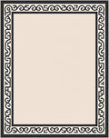 Black Geometric Border Cream Field Rug