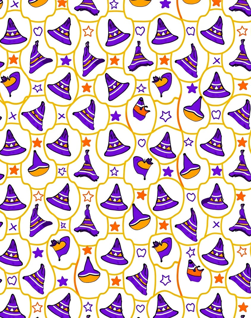 Purple Trick Treat Witch Hat Whimsical Rug