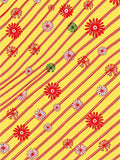 Whimsical Red Striped Floral Yellow Rug