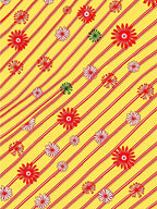 Whimsical Red Striped Floral Yellow Rug