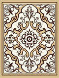 Cream Brown Ornamental Floral Medallion Rug