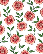 Coral Pink Rose Garden Arrangement Rug