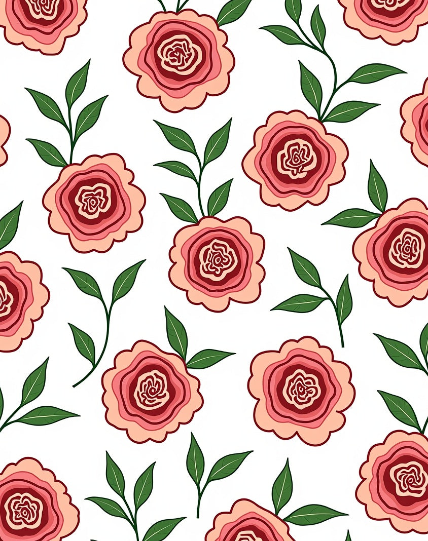 Coral Pink Rose Garden Arrangement Rug