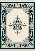 Classic Black Cream Medallion Border Rug