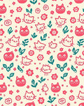 Whimsical Pink Cat Floral Medley Rug
