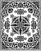 Bold Black and White Floral Mandala Rug