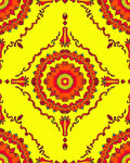 Vibrant Yellow Red Floral Mandala Rug