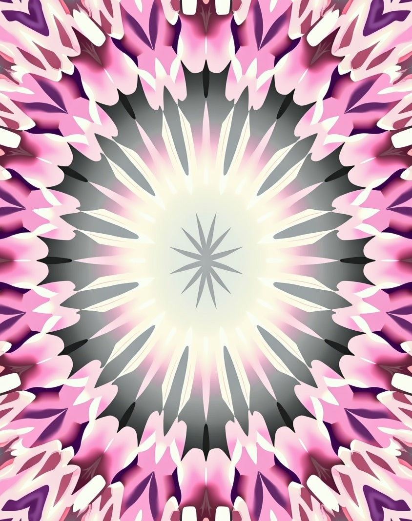 Vibrant Pink Sunburst Mandala Rug