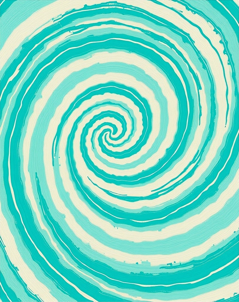 Aqua Swirling Ocean Spiral Rug