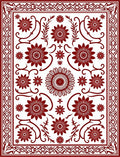 Deep Red Bloom Field Arrangement Rug