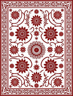 Deep Red Bloom Field Arrangement Rug