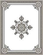 Ornate Gray Floral Scroll Medallion Rug