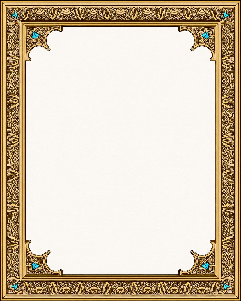 Gilded Amber Ornate Scroll Border Rug