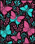 Pink Blue Butterfly Foliage Garden Rug