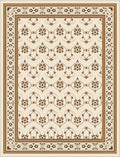 Cream Brown Floral Lattice Border Rug