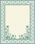 Teal Floral Border Cream Classic Rug