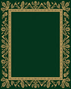 Deep Forest Green Gold Leaf Border Rug