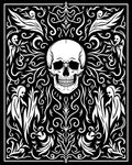 Gothic Skull Figures Swirling Black White Rug