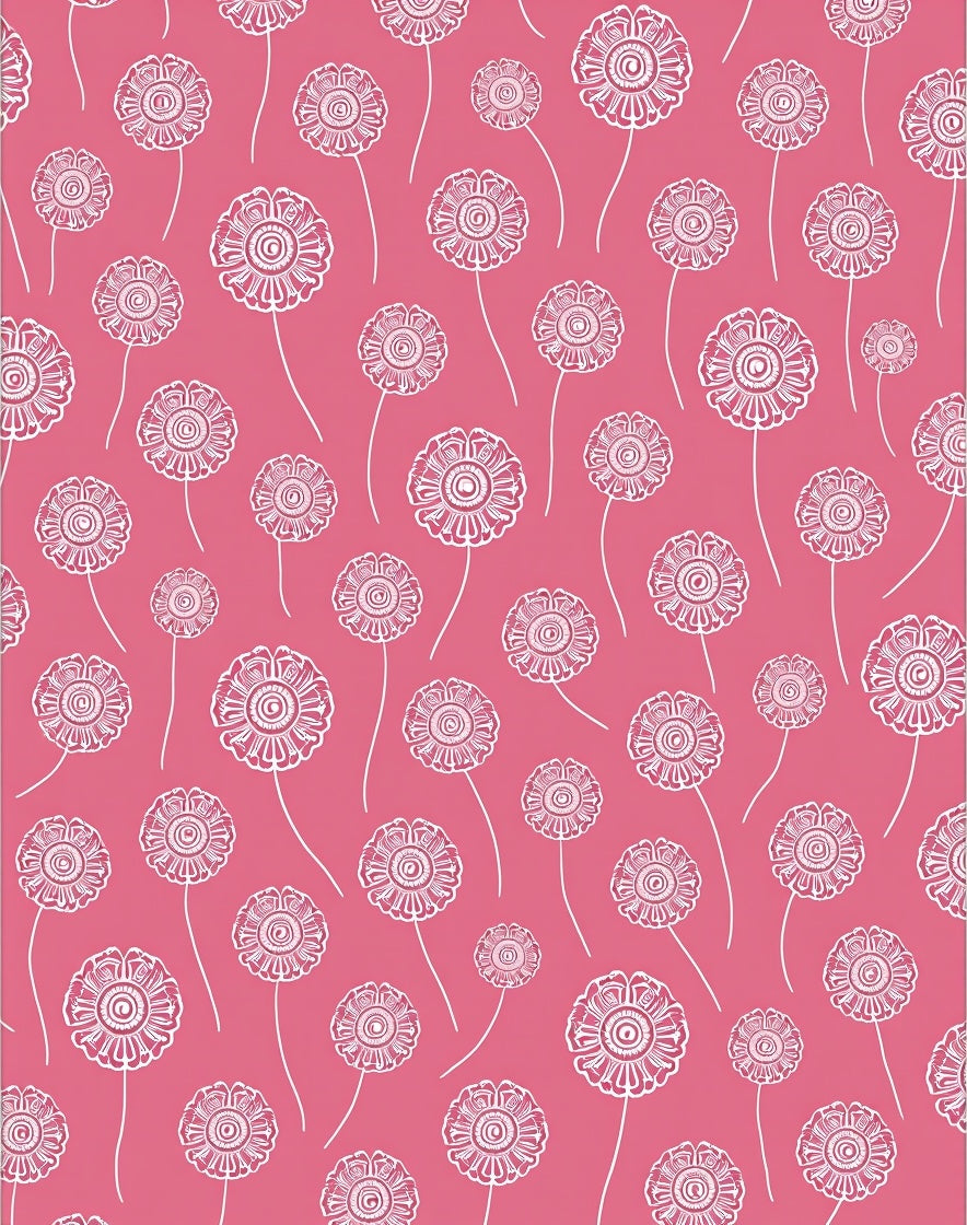 Pink White Floral Meadow Rug