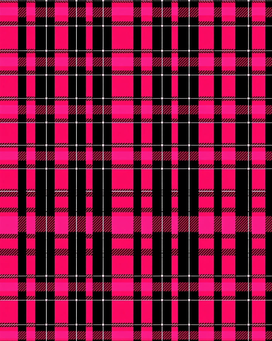 Hot Pink Black Plaid Grid Rug