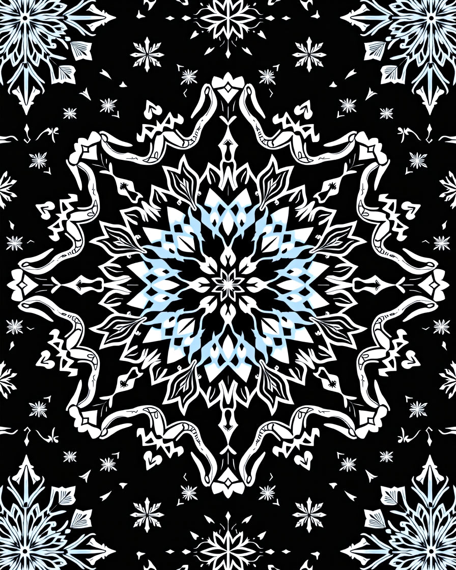 Intricate Lace Snowflake Mandalas Rug