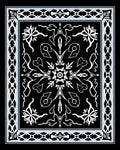 Black and White Stylized Floral Mandala Rug