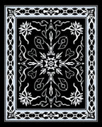 Black and White Stylized Floral Mandala Rug