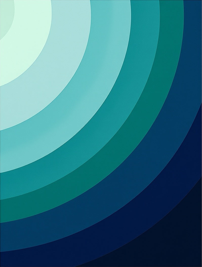 Deep Blue Teal Gradient Arc Rug
