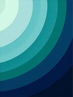 Deep Blue Teal Gradient Arc Rug