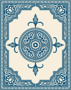 Navajo Blue Medallion Scroll Frame Rug